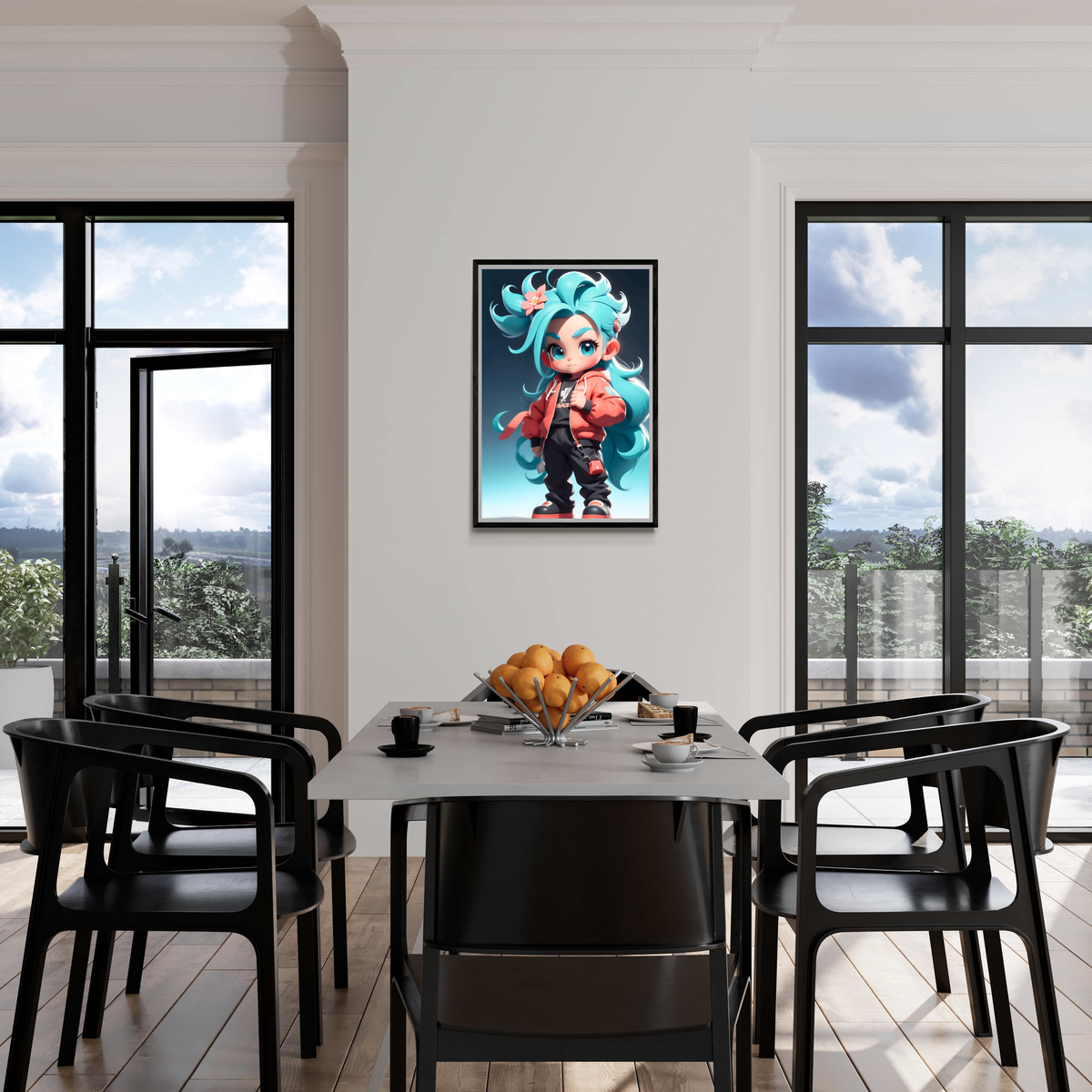 Cool Kid Anime en un interior