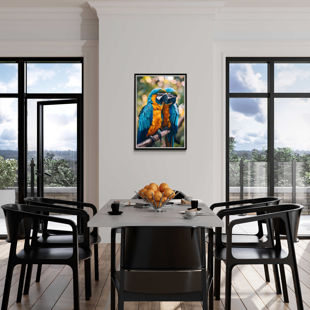 Loros en una Rama en un interior