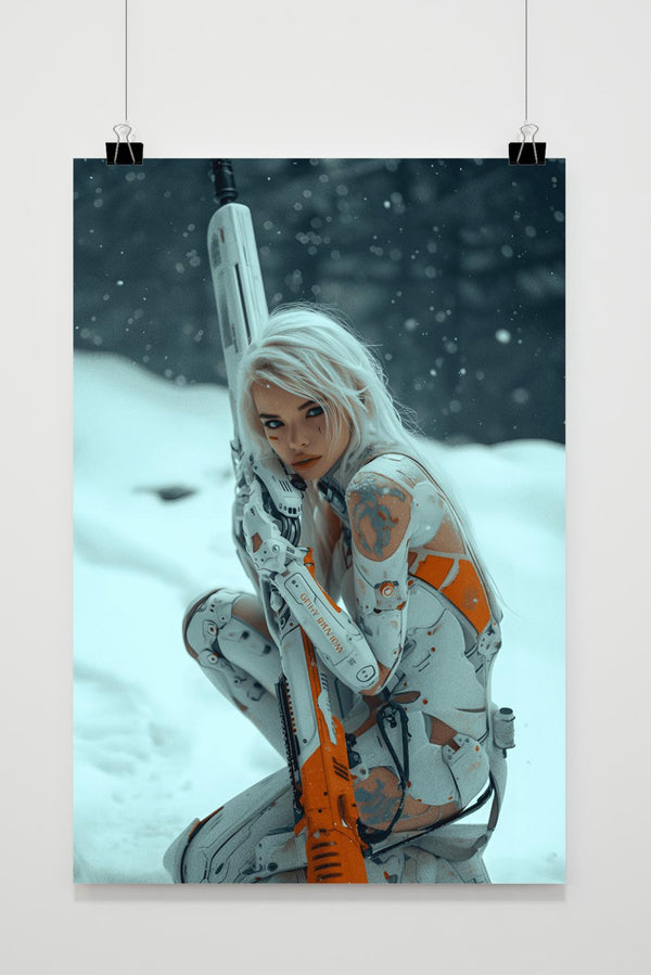 Wintermädchen Soldatin Poster