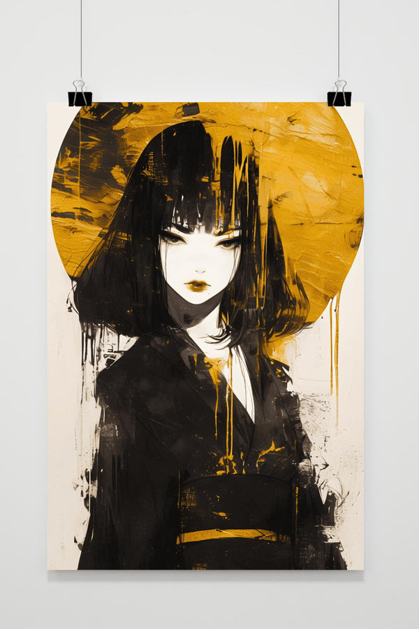 Affiche Kimono noir et or