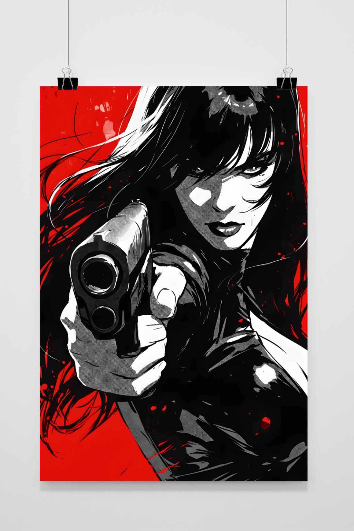 Póster Chica con Pistola de 25 Artstreet