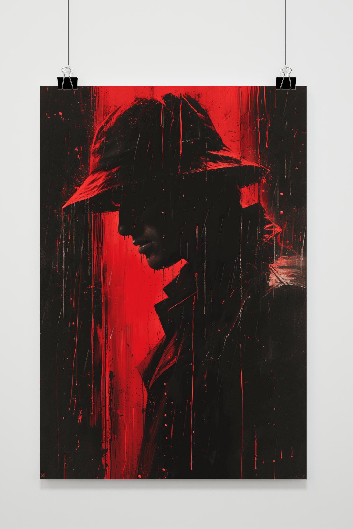 Póster Hombre de Lluvia Rojo de 25 Artstreet