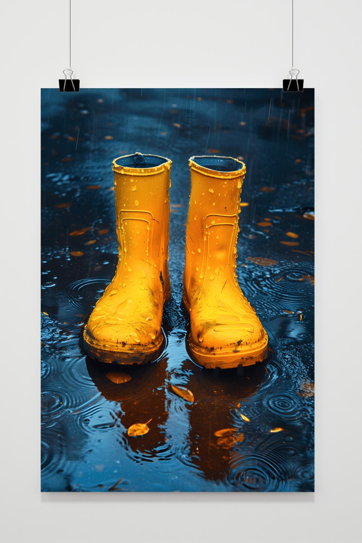 Póster Botas Bajo la Lluvia de 25 Artstreet