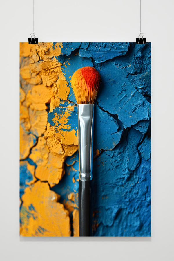 Póster Pincel Amarillo Azul