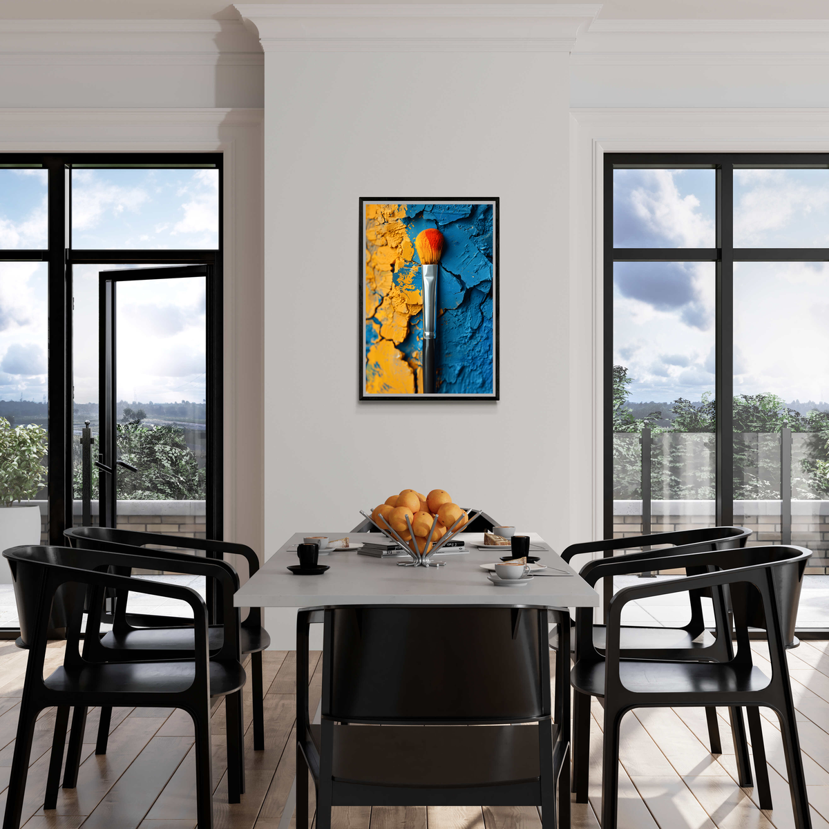 Pincel Amarillo Azul en un interior