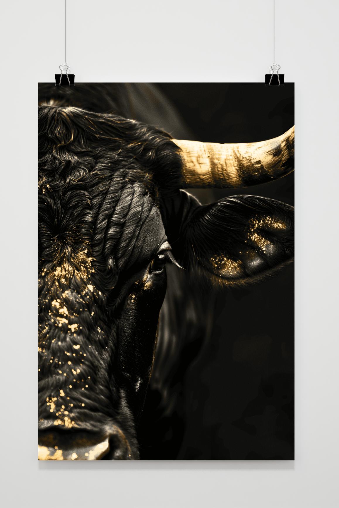 Póster Toro Dorado Negro de 25 Artstreet