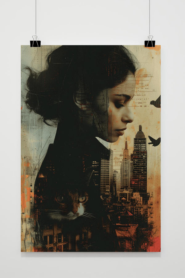 Póster Chica Urbana con Gato