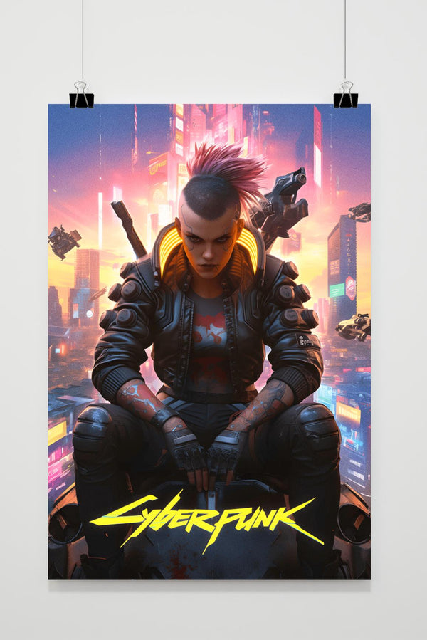 Póster Cyberpunk Sentado