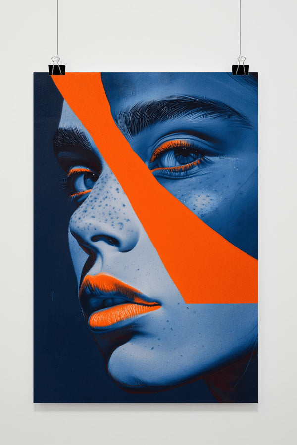 Póster Retrato Azul Naranja
