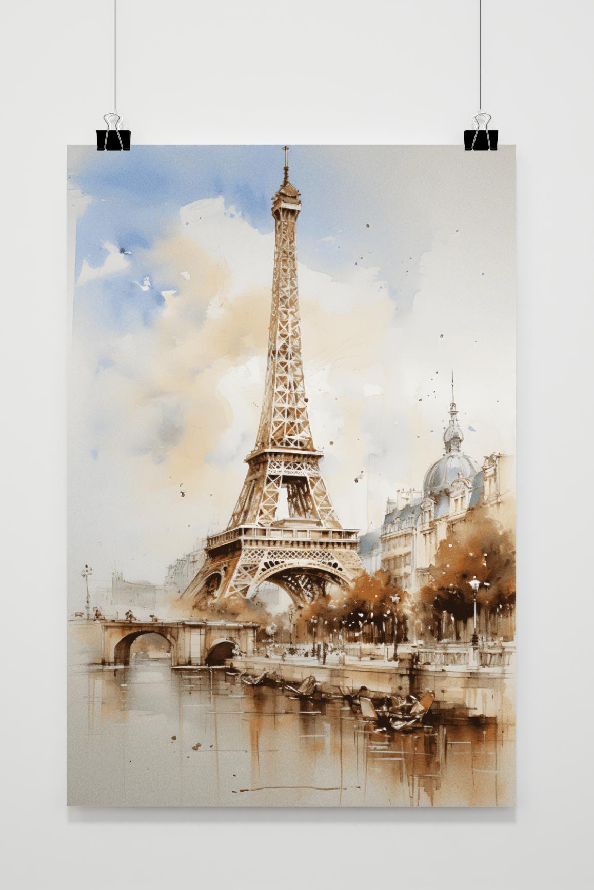 Póster Eiffeltoren Aquarel de 25 Artstreet
