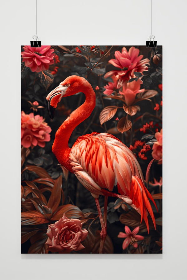 Flamingo Bloemen Poster