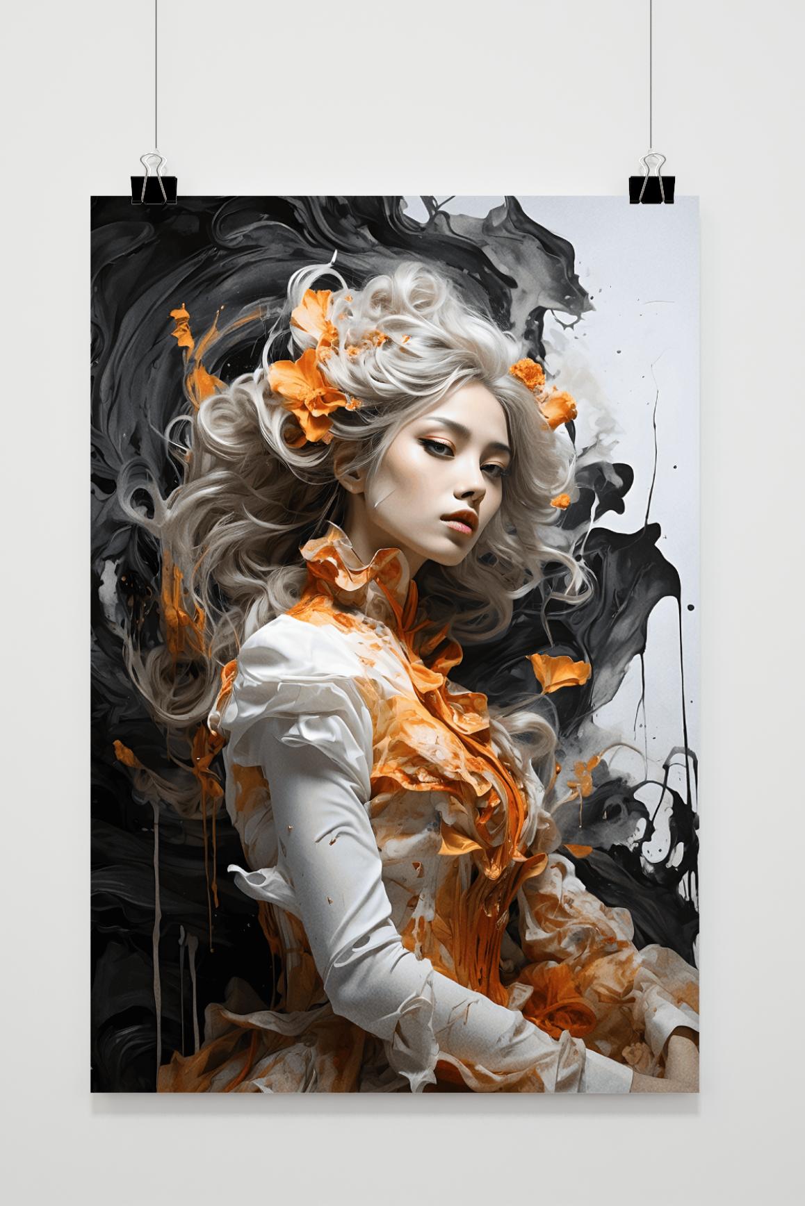 Póster Oranje Bloemenmeisje de 25 Artstreet