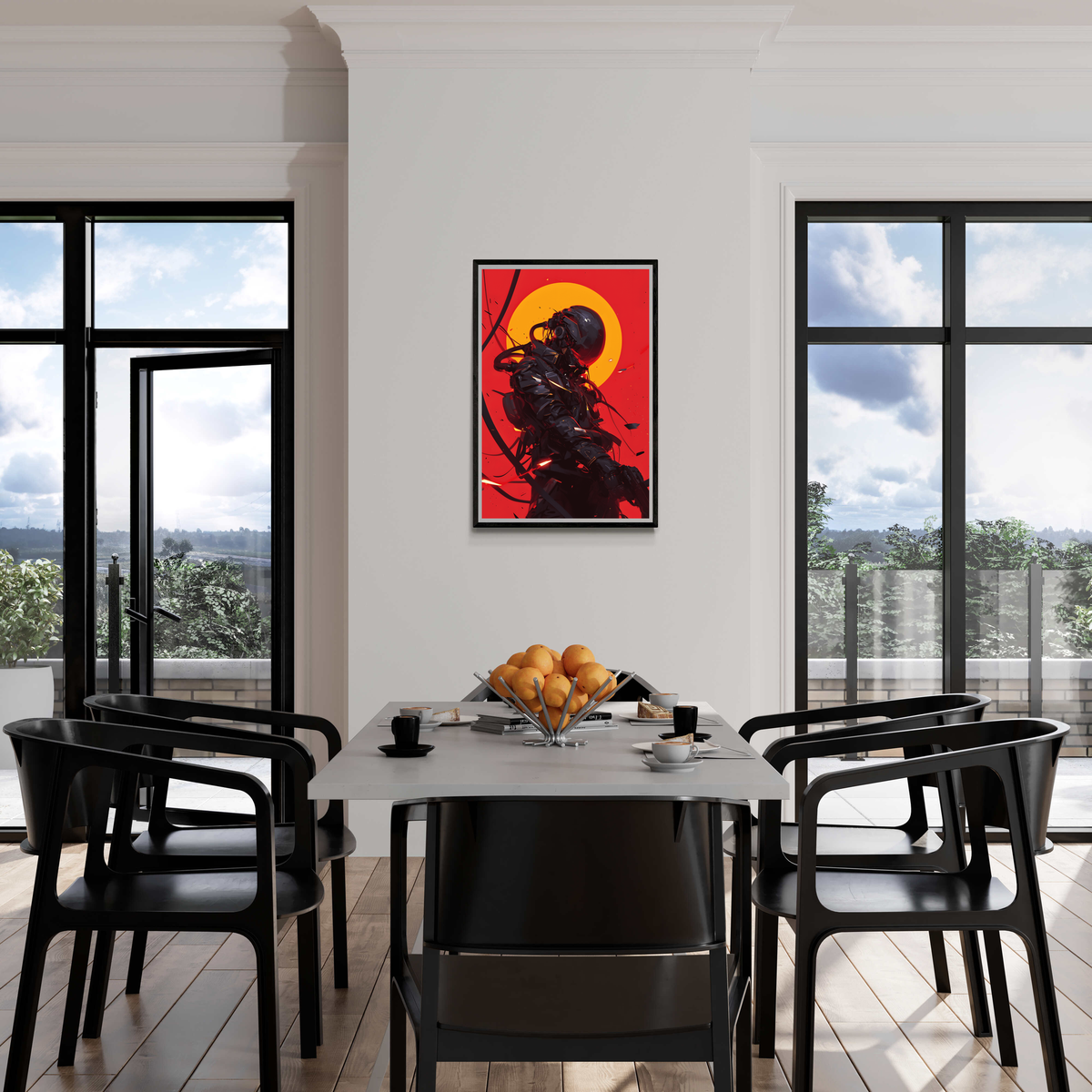 Futuristische Assassin en un interior