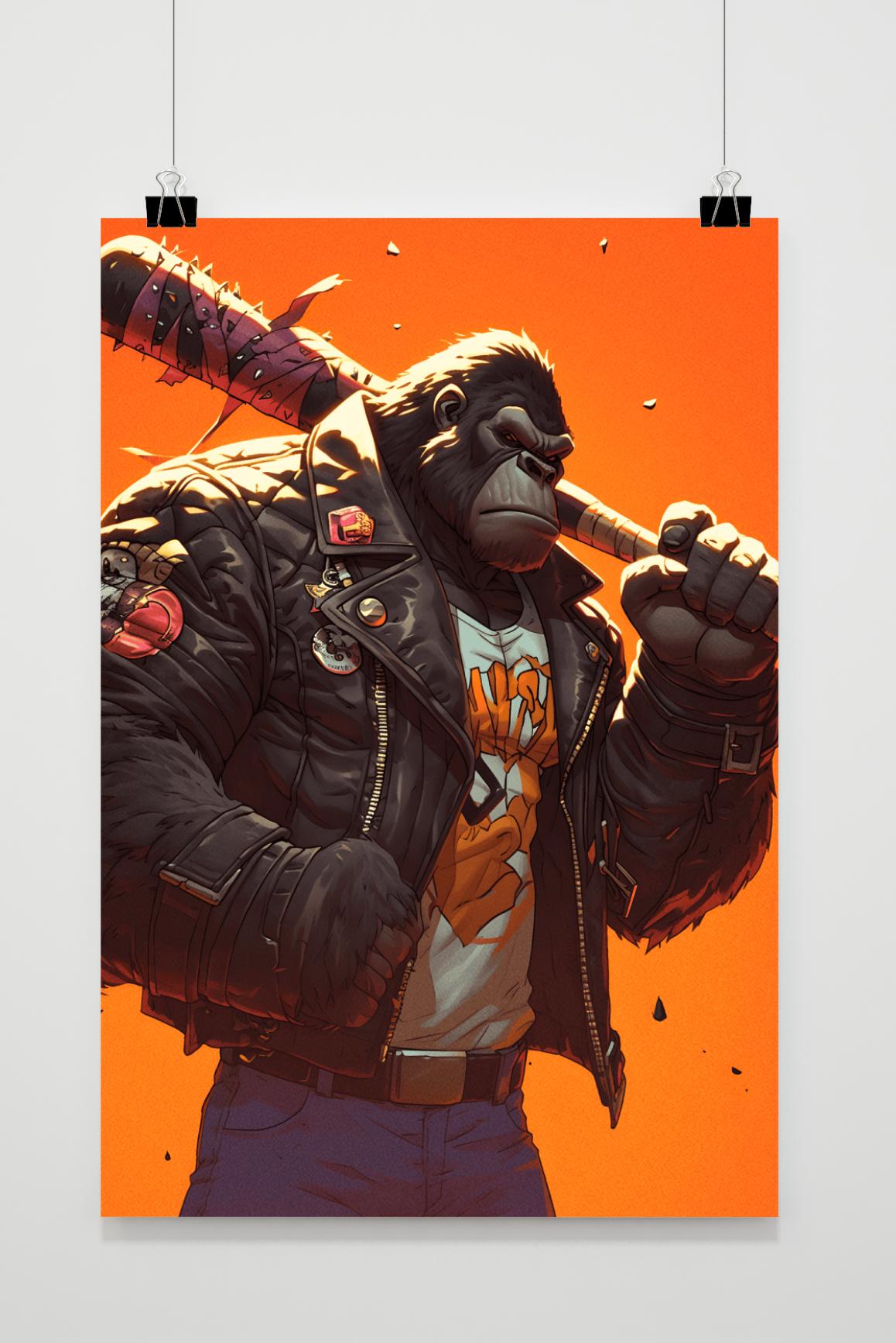 Póster Gorila con Bate de Béisbol de 25 Artstreet
