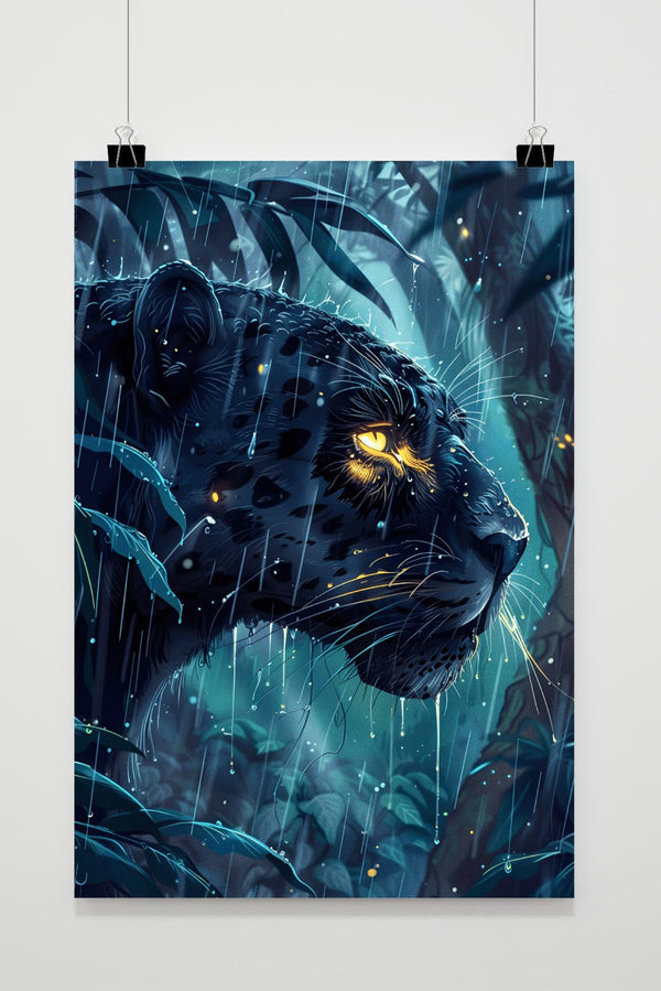 Jaguar im Regen Poster