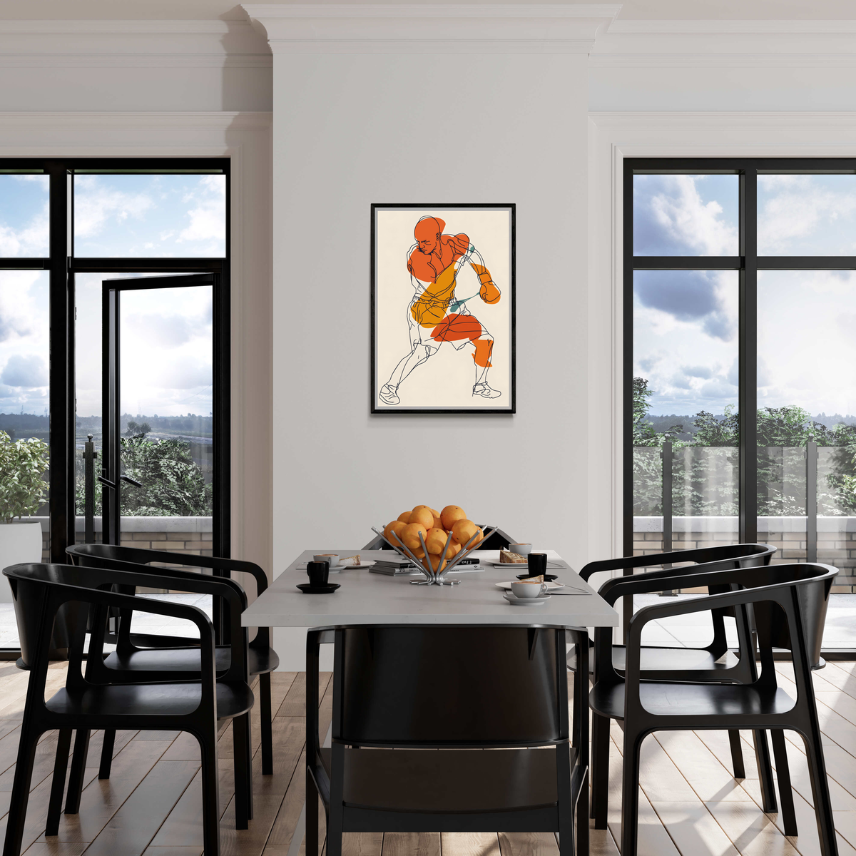 Arte Lineal Boxeo en un interior