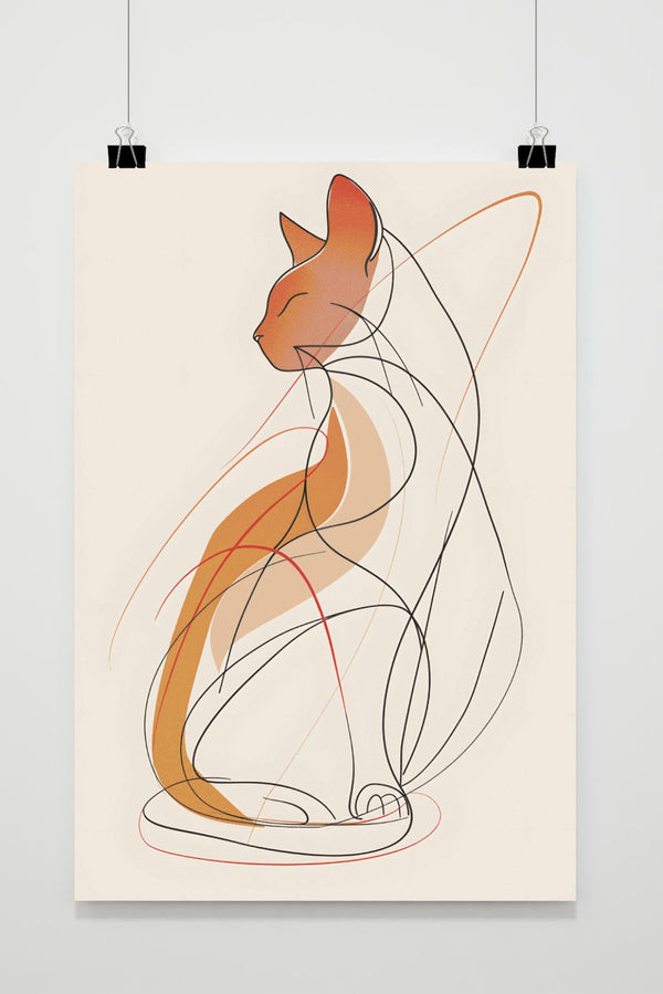 Cat Line Art poster