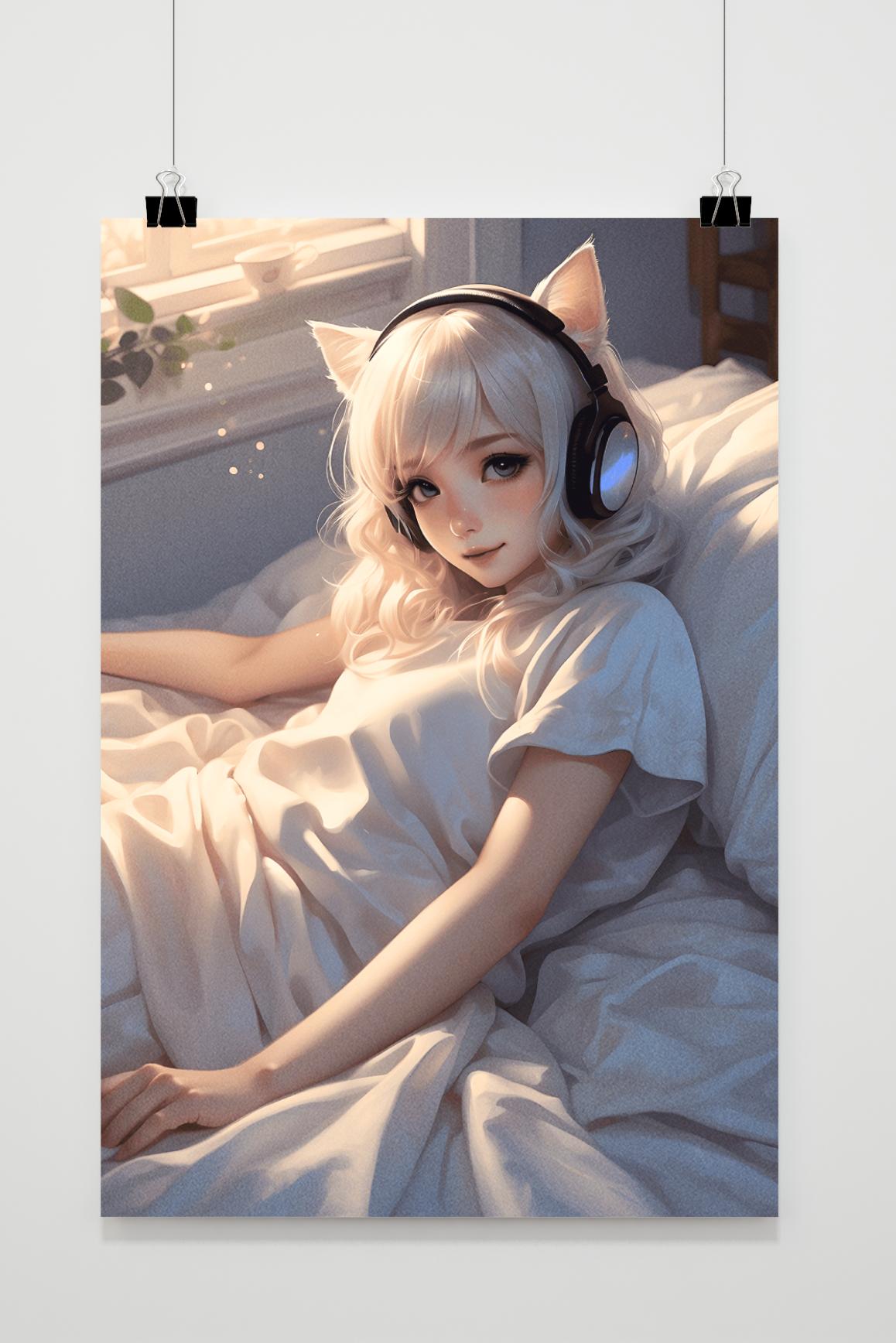 Póster Kattengirl Lofi de 25 Artstreet