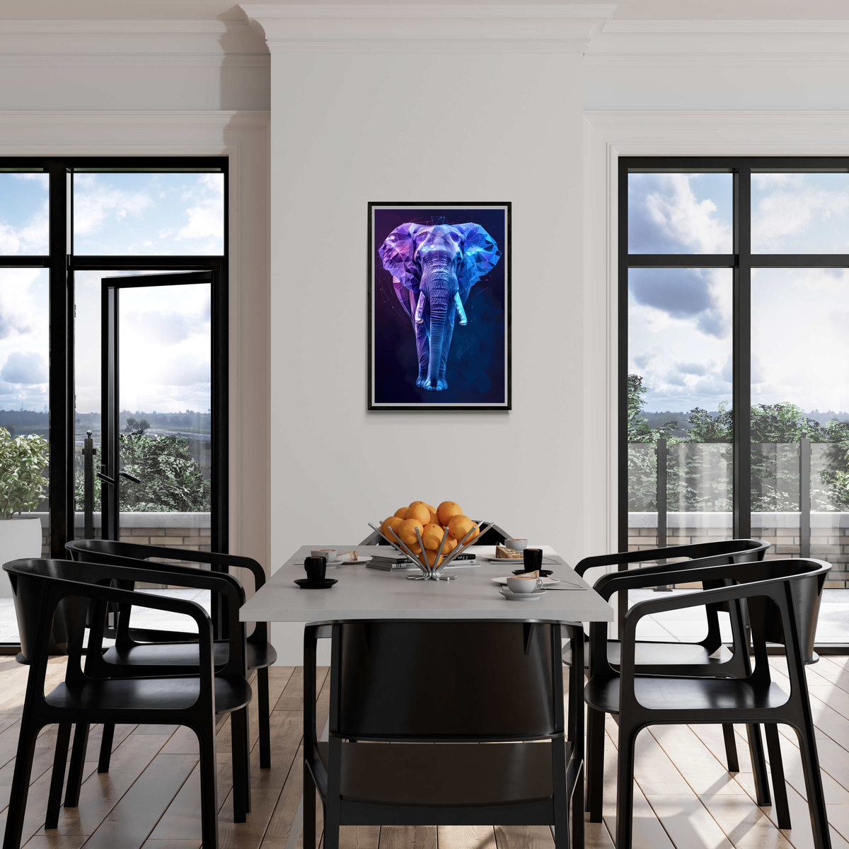 Éléphant Low Poly dans un intérieur