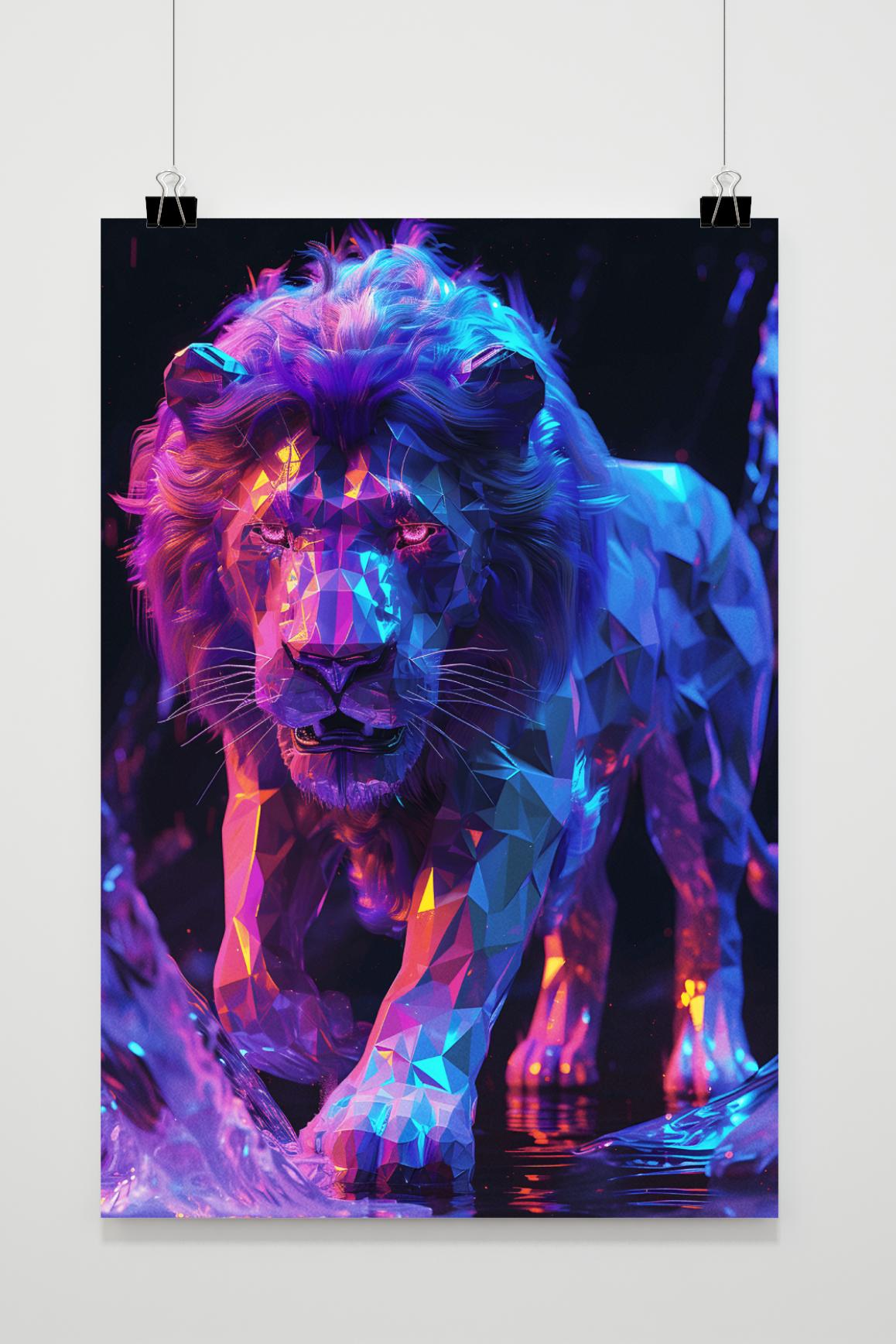 Affiche Lion Low Poly de 25 Artstreet