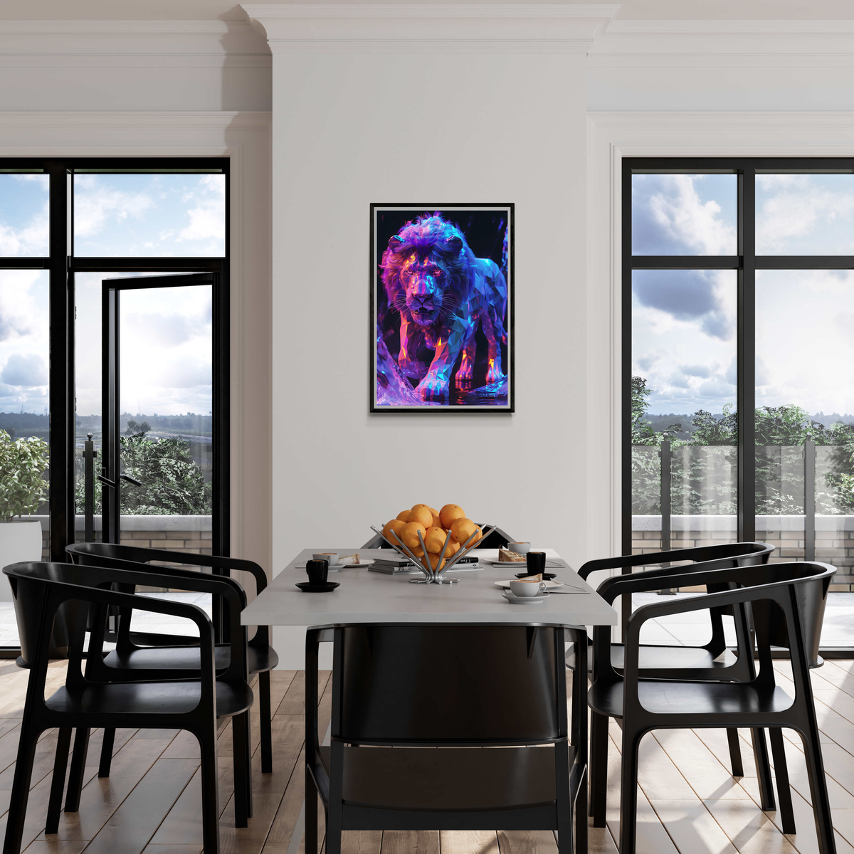 Lion Low Poly dans un intérieur