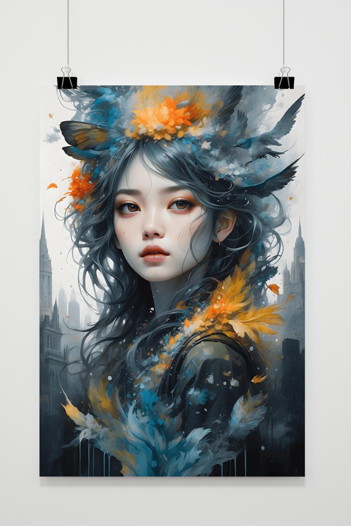 Póster Chica de las Flores en la Niebla de 25 Artstreet