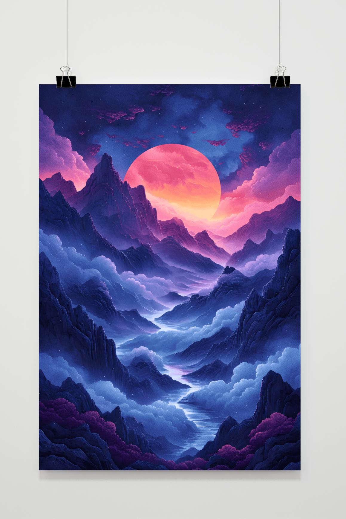 Póster Montañas Moradas de 25 Artstreet
