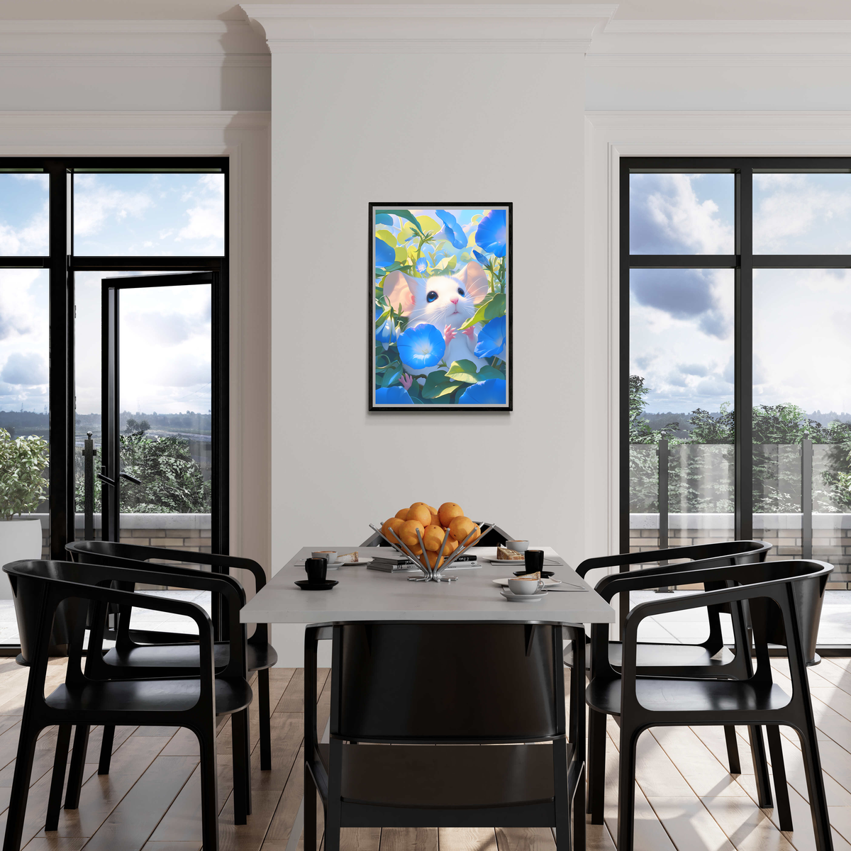 Ratón de las Flores en un interior