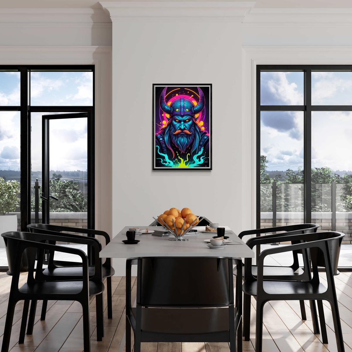 Neon Viking en un interior