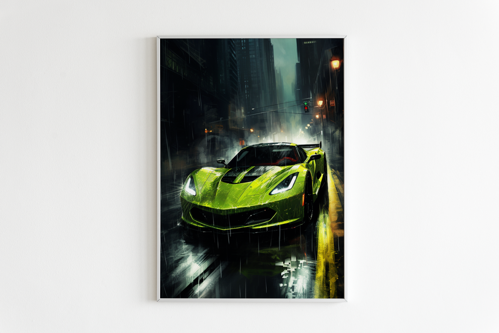 Green Sports Car Abstract