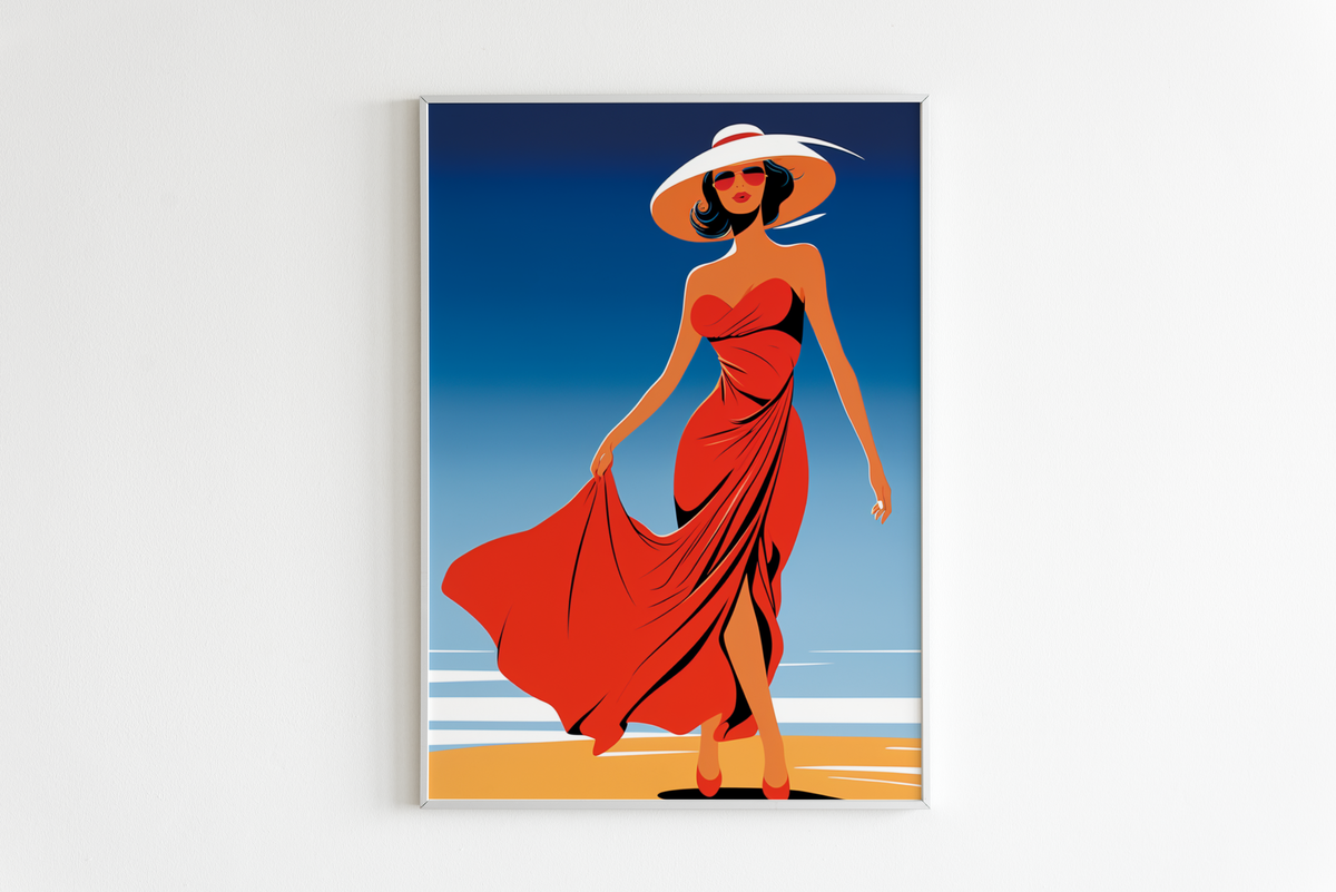 Mujer Vestido Rojo en un interior