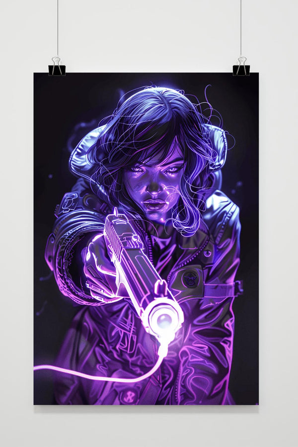 Mädchen mit Gewehr Poster