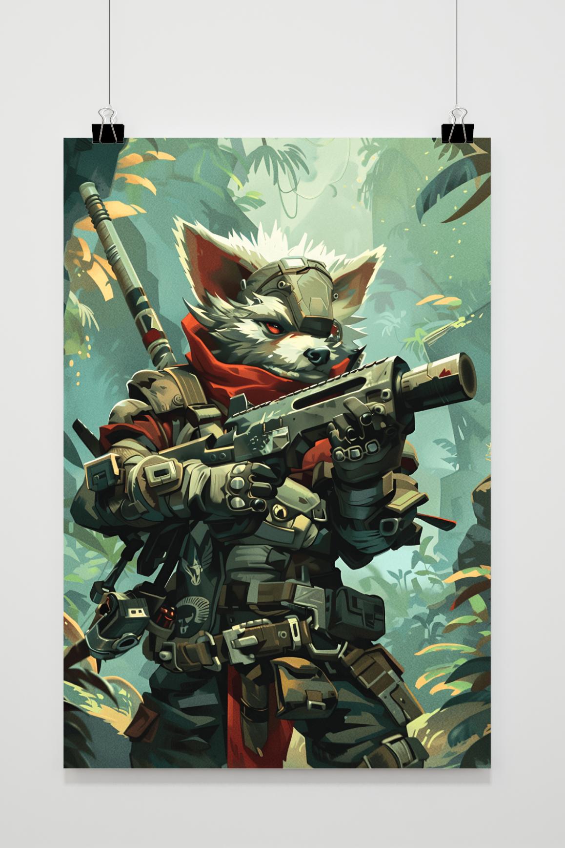 Affiche Raton Laveur Soldat de 25 Artstreet