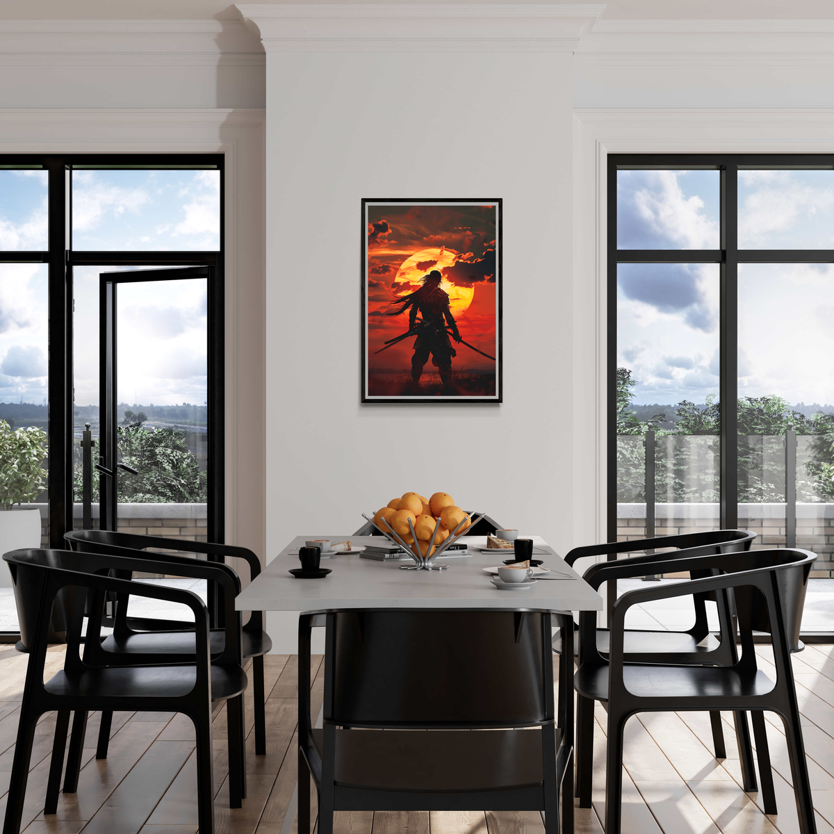 Samouraï au Coucher du Soleil dans un intérieur