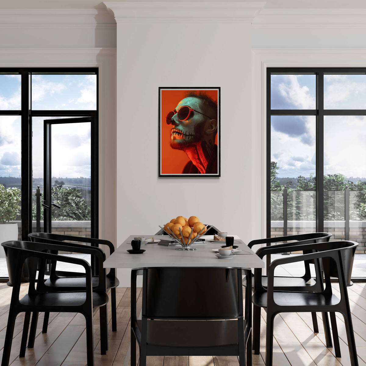 Crâne au Maquillage dans un intérieur