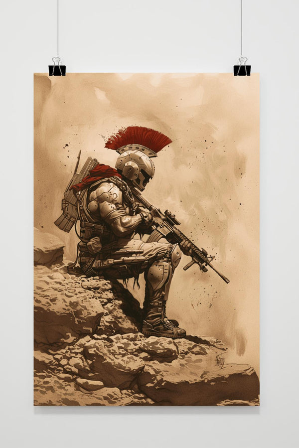Spartaanse Helmsoldaat Poster