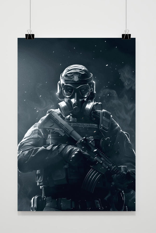 Gasmasker soldaat Poster