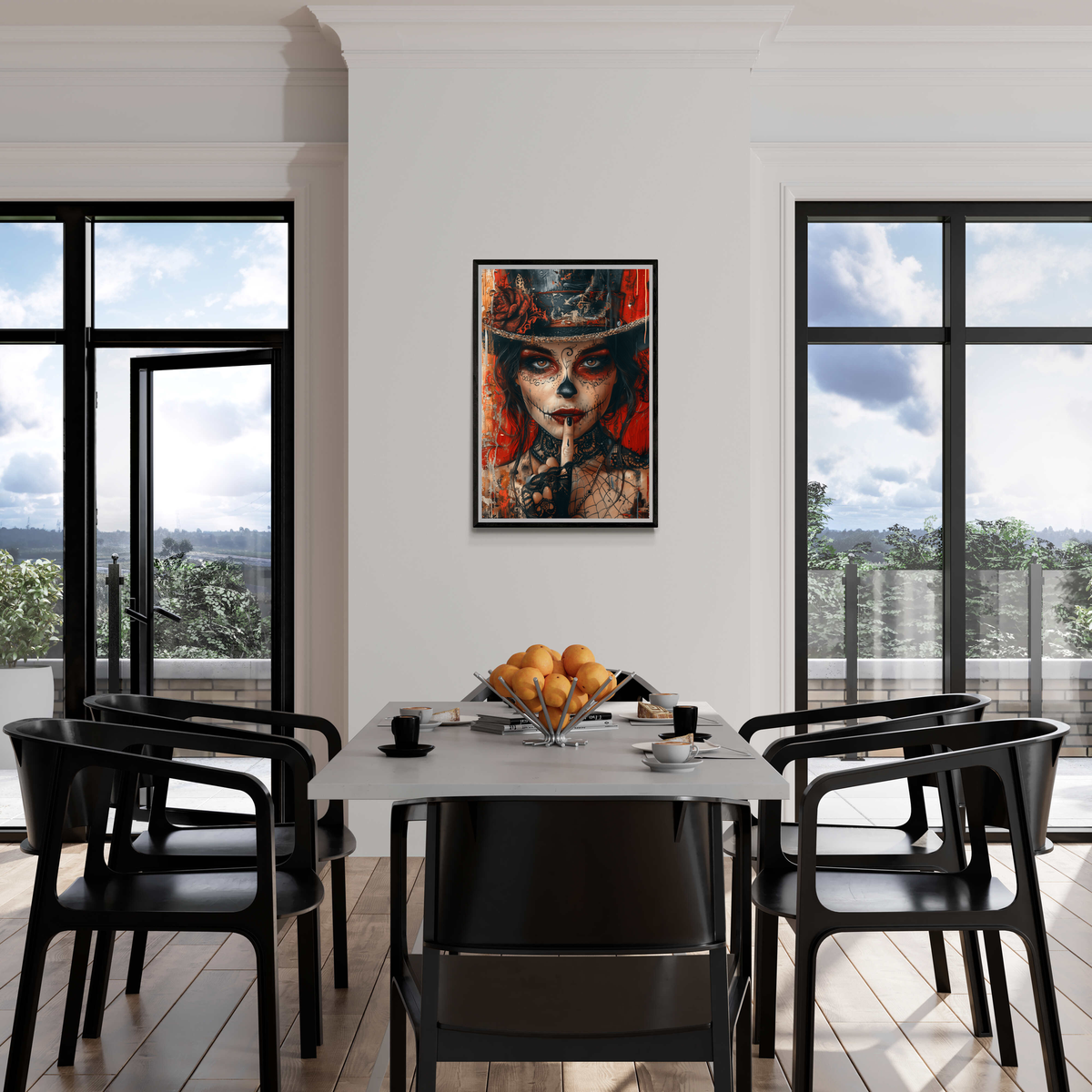 Dame au Crâne dans un intérieur