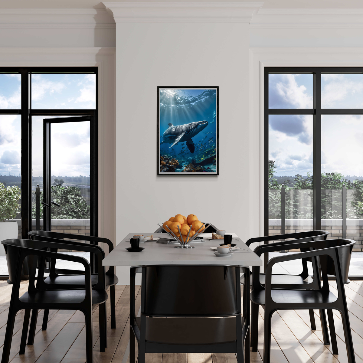 Baleine à Bosse dans un intérieur