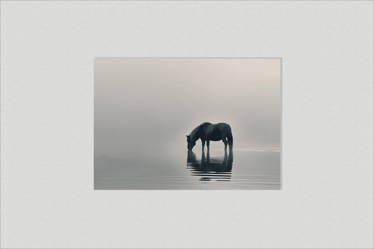 Cheval s'abreuvant dans un intérieur