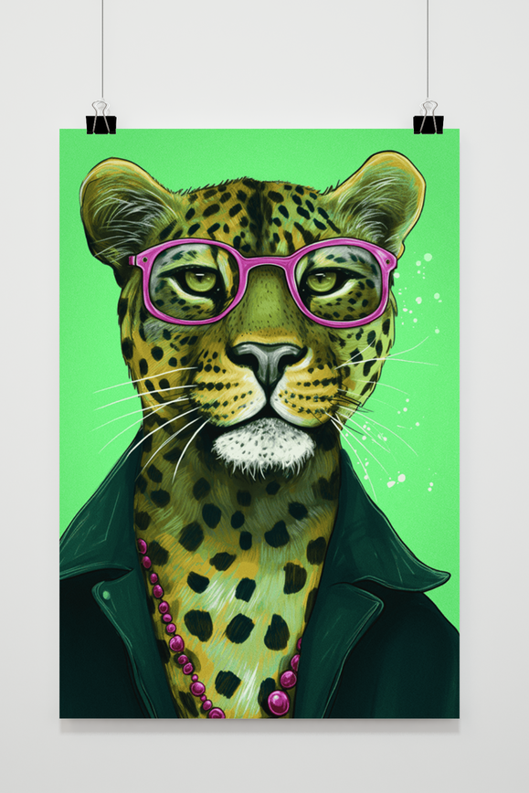 Jaguar with Glasses poster