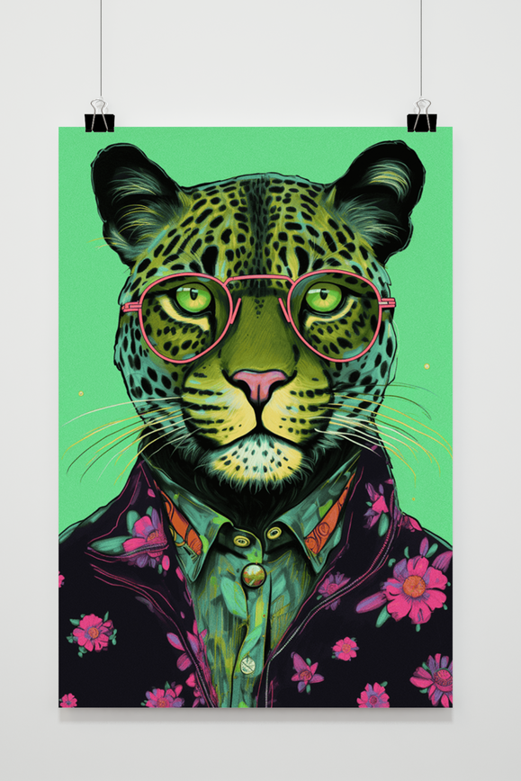 Jaguar Glasses Green poster