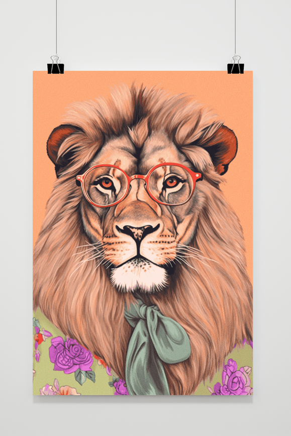Póster León Gafas Rojas de 25 Artstreet