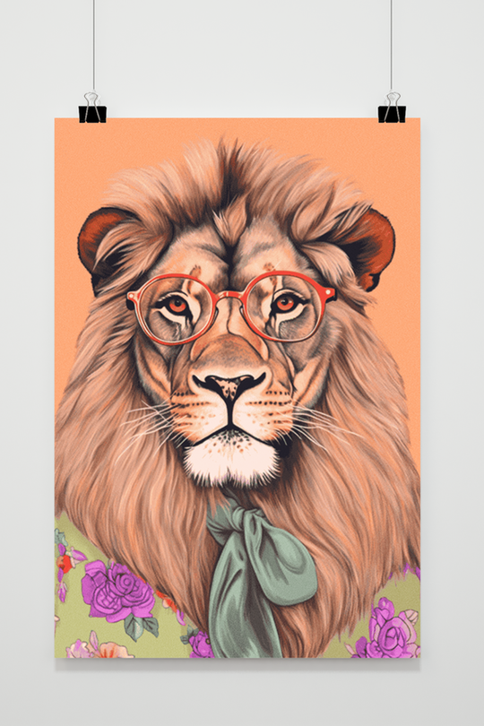 Lion Red Glasses