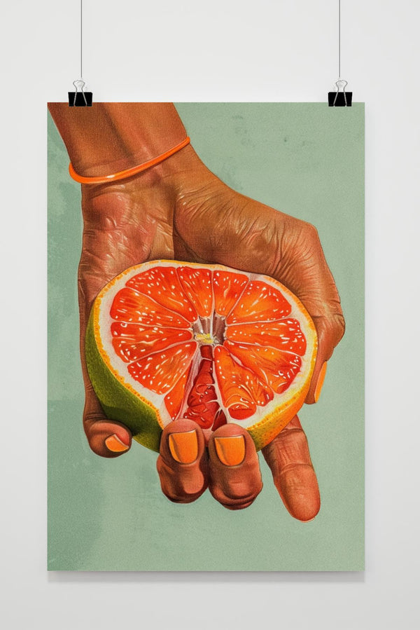 Grapefruit in hand poster