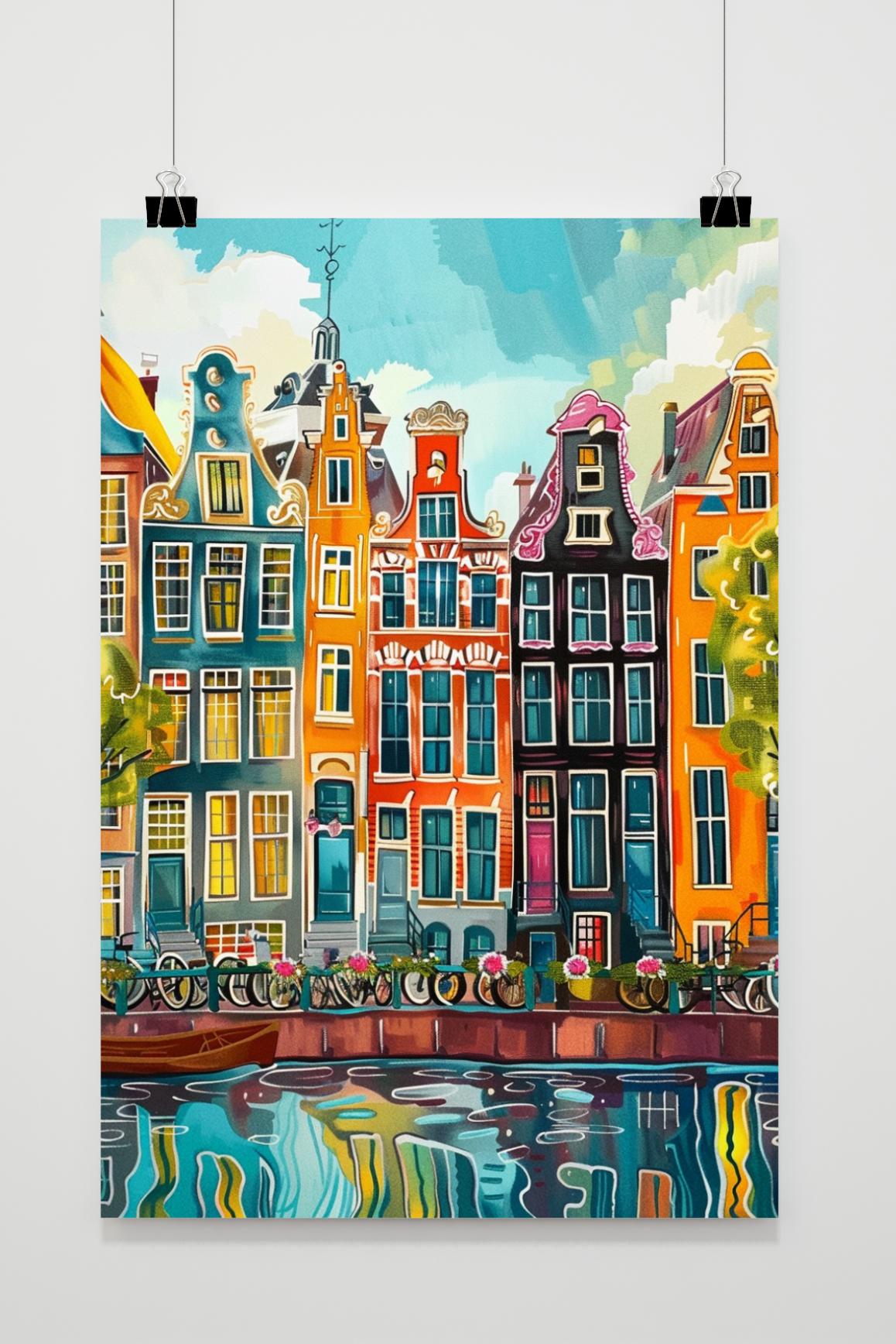 Affiche Maisons d'Amsterdam de 25 Artstreet