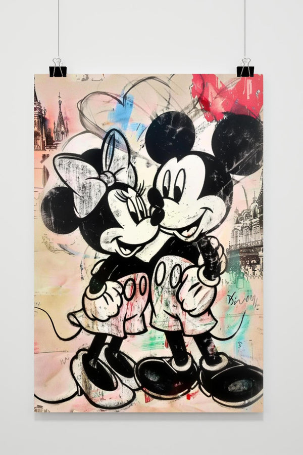 Affiche Mickey Minnie cœur