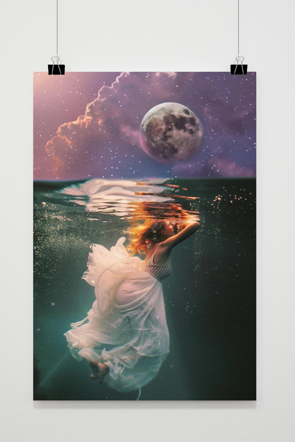 Affiche Lune sous-marine