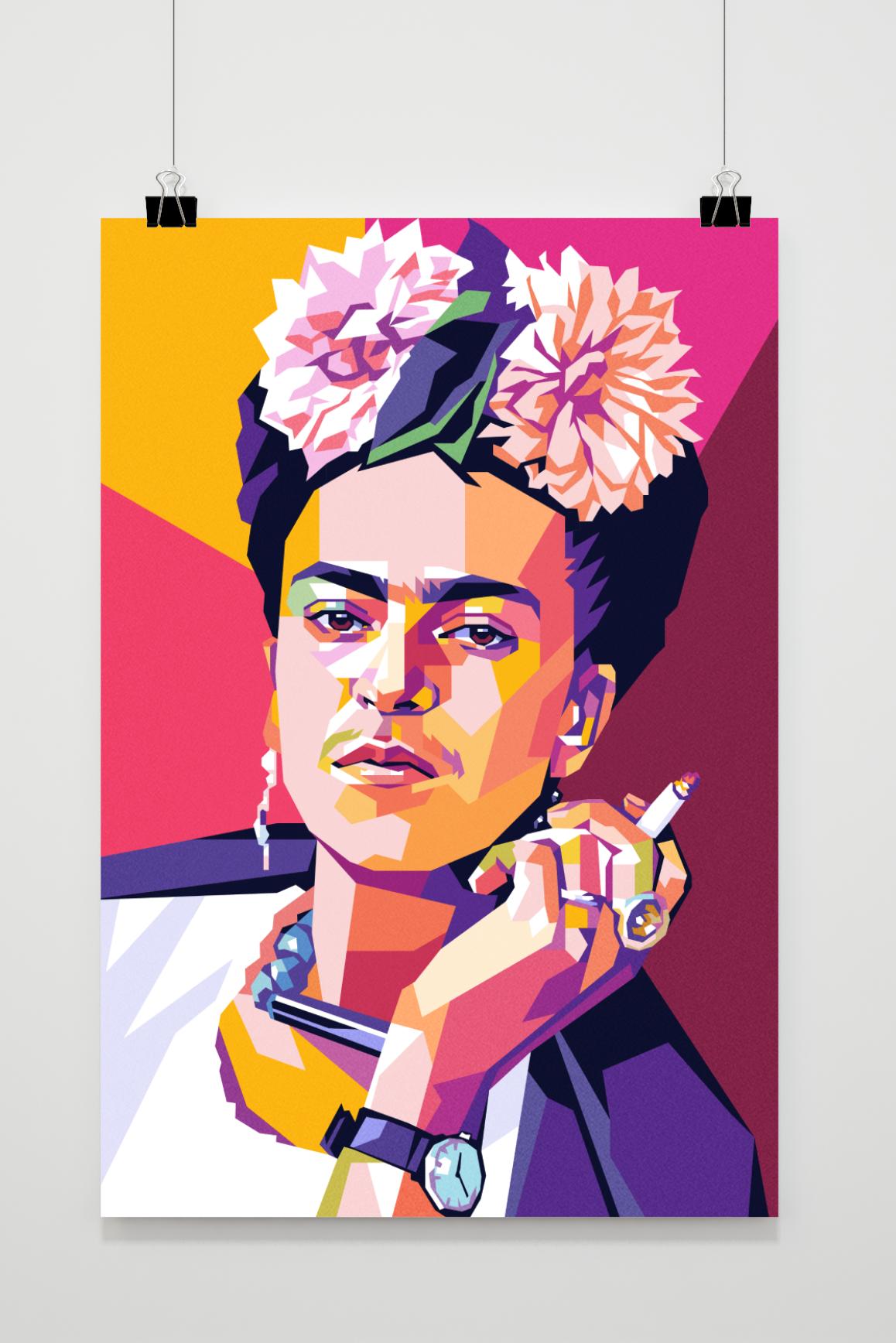 Affiche Frida Kahlo rose de 25 Artstreet