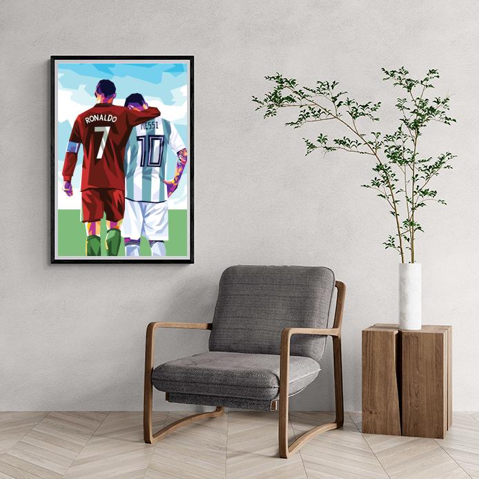 Messi Ronaldo en un interior